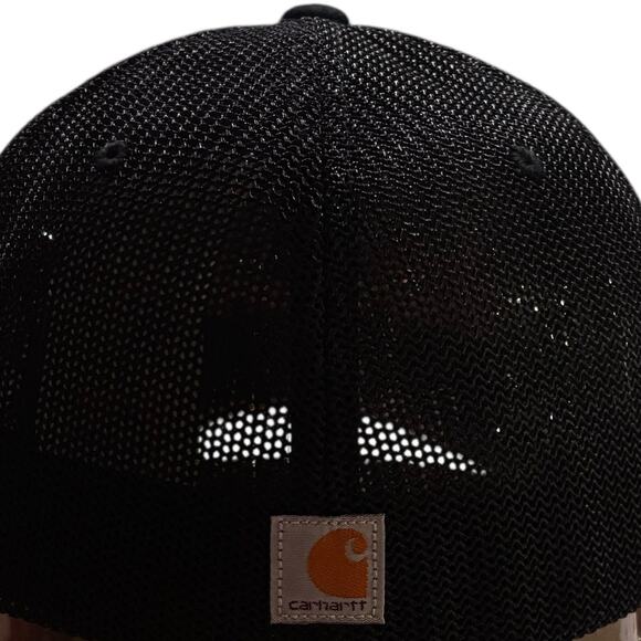 Carhartt Men's L/XL Rugged Flex Fitted Canvas Black Mesh Back Logo Cap Hat NWOT - Picture 2 of 4